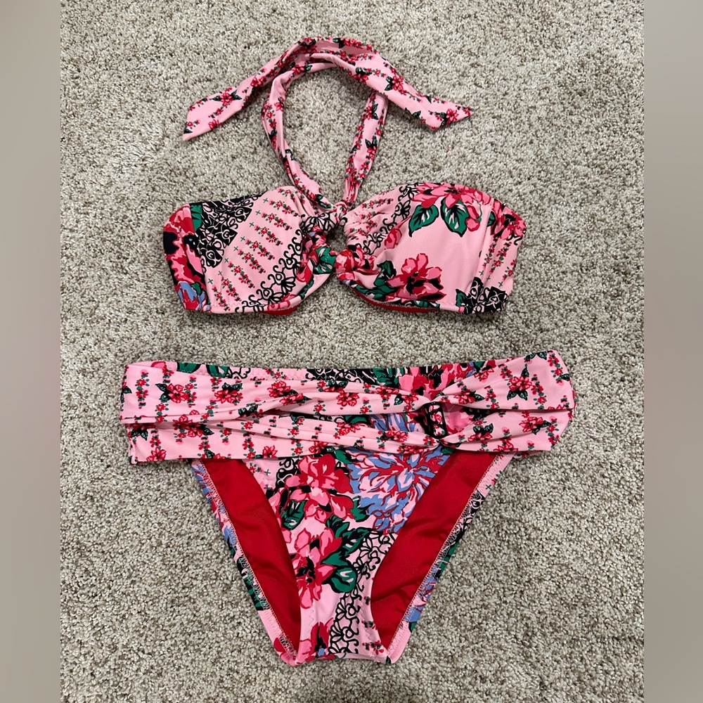 Becca pink floral bikini